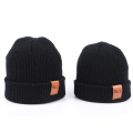 Adult Childre Leather Label Knitted Beanie Hat